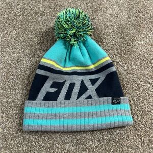 Fox women’s or kids  Teal and Gray Striped Beanie